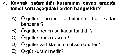 Örgüt Kuramı 2017-2018 Dönem Sonu Sınavı - 4. soru