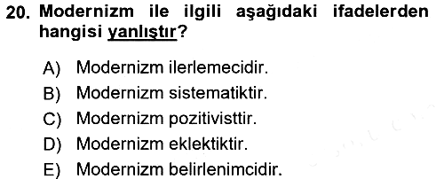 Örgüt Kuramı 2017-2018 Dönem Sonu Sınavı - 20. soru