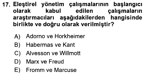 Örgüt Kuramı 2021-2022 Dönem Sonu Sınavı - 17. soru