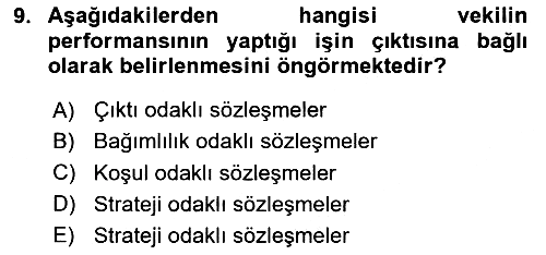 Örgüt Kuramı 2023-2024 Dönem Sonu Sınavı - 9. soru