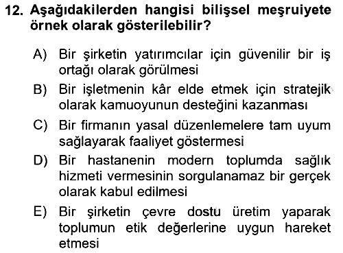 Örgüt Kuramı 2024-2025 Dönem Sonu Sınavı - 12. soru