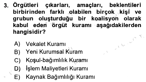 Örgüt Kuramı 2025-2026 Dönem Sonu Sınavı - 3. soru