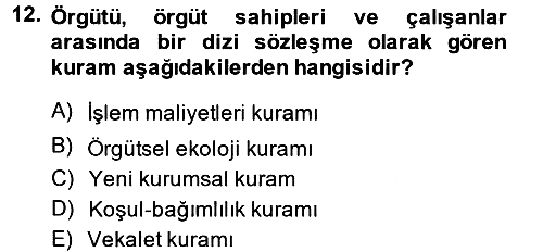 Örgüt Kuramı 2013-2014 Tek Ders Sınavı - 12. soru