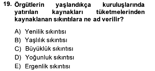 Örgüt Kuramı 2014-2015 Tek Ders Sınavı - 19. soru
