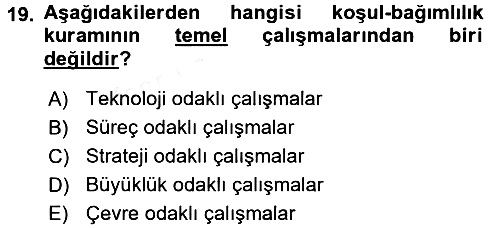 Örgüt Kuramı 2015-2016 Tek Ders Sınavı - 19. soru