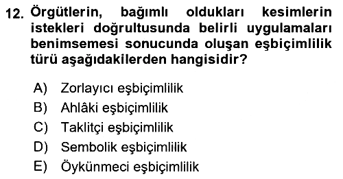 Örgüt Kuramı 2018-2019 Yaz Okulu Sınavı - 12. soru