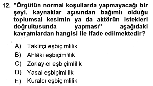 Örgüt Kuramı 2023-2024 Yaz Okulu Sınavı - 12. soru