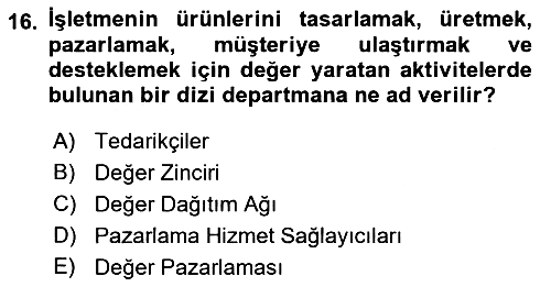 Pazarlamaya Giriş 2021-2022 Ara Sınav - 16. soru