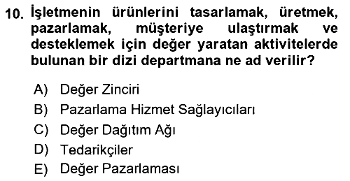 Pazarlamaya Giriş 2023-2024 Yaz Okulu Sınavı - 10. soru