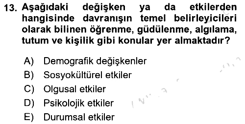 Pazarlamaya Giriş 2023-2024 Yaz Okulu Sınavı - 13. soru