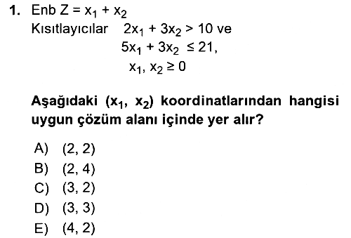 Sayısal Karar Verme Teknikleri 2024-2025 Ara Sınav - 1. soru