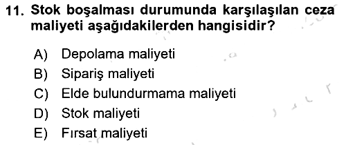 Sayısal Karar Verme Teknikleri 2020-2021 Yaz Okulu Sınavı - 11. soru