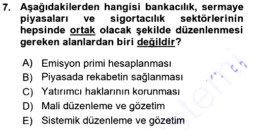 Sermaye Piyasaları ve Finansal Kurumlar 2015-2016 Ara Sınav - 7. soru
