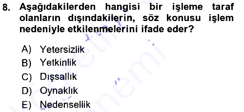 Sermaye Piyasaları ve Finansal Kurumlar 2015-2016 Ara Sınav - 8. soru