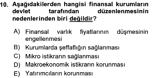 Sermaye Piyasaları ve Finansal Kurumlar 2015-2016 Ara Sınav - 10. soru