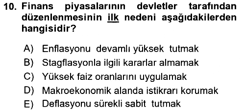 Sermaye Piyasaları ve Finansal Kurumlar 2017-2018 Ara Sınav - 10. soru