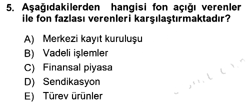 Sermaye Piyasaları ve Finansal Kurumlar 2022-2023 Ara Sınav - 5. soru