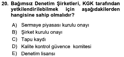 Sermaye Piyasaları ve Finansal Kurumlar 2024-2025 Ara Sınav - 20. soru