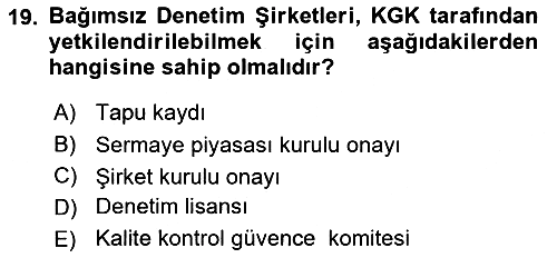 Sermaye Piyasaları ve Finansal Kurumlar 2025-2026 Ara Sınav - 19. soru