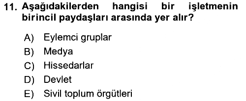 Sermaye Piyasaları ve Finansal Kurumlar 2017-2018 Dönem Sonu Sınavı - 11. soru