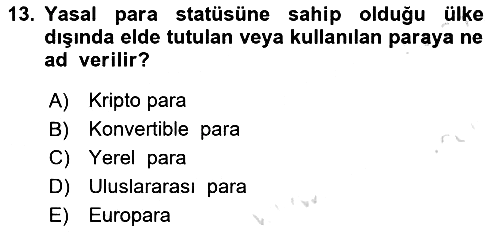 Sermaye Piyasaları ve Finansal Kurumlar 2023-2024 Dönem Sonu Sınavı - 13. soru