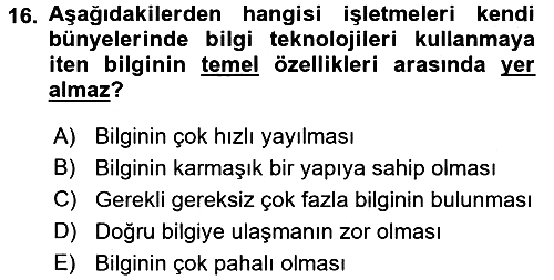 Tedarik Zinciri Yönetimi 2017-2018 3 Ders Sınavı - 16. soru
