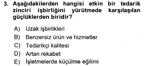 Tedarik Zinciri Yönetimi 2015-2016 Ara Sınav - 3. soru