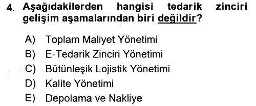 Tedarik Zinciri Yönetimi 2015-2016 Ara Sınav - 4. soru