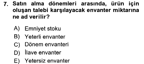 Tedarik Zinciri Yönetimi 2016-2017 Ara Sınav - 7. soru
