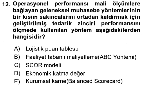 Tedarik Zinciri Yönetimi 2017-2018 Ara Sınav - 12. soru