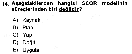 Tedarik Zinciri Yönetimi 2017-2018 Ara Sınav - 14. soru