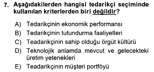 Tedarik Zinciri Yönetimi 2023-2024 Ara Sınav - 7. soru