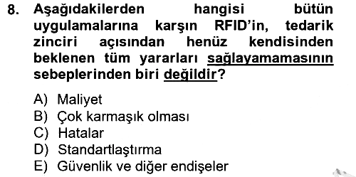Tedarik Zinciri Yönetimi 2012-2013 Dönem Sonu Sınavı - 8. soru
