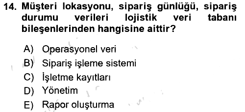 Tedarik Zinciri Yönetimi 2015-2016 Dönem Sonu Sınavı - 14. soru