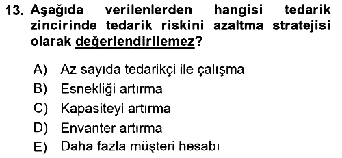 Tedarik Zinciri Yönetimi 2021-2022 Dönem Sonu Sınavı - 13. soru
