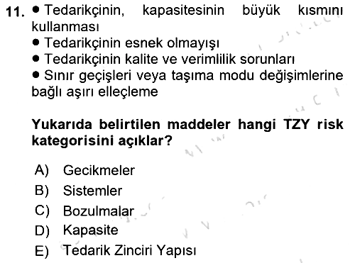 Tedarik Zinciri Yönetimi 2025-2026 Dönem Sonu Sınavı - 11. soru
