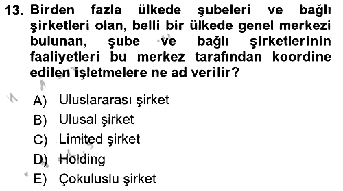 Tedarik Zinciri Yönetimi 2018-2019 Yaz Okulu Sınavı - 13. soru