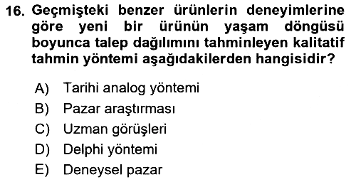 Tedarik Zinciri Yönetimi 2021-2022 Yaz Okulu Sınavı - 16. soru