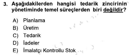 Tedarik Zinciri Yönetimi 2022-2023 Yaz Okulu Sınavı - 3. soru