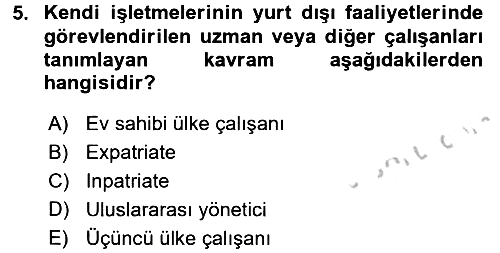 Uluslararası İşletmecilik 2016-2017 3 Ders Sınavı - 5. soru