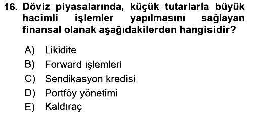 Uluslararası İşletmecilik 2016-2017 3 Ders Sınavı - 16. soru