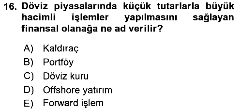Uluslararası İşletmecilik 2018-2019 3 Ders Sınavı - 16. soru