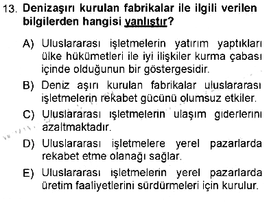 Uluslararası İşletmecilik 2012-2013 Ara Sınav - 13. soru