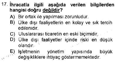Uluslararası İşletmecilik 2012-2013 Ara Sınav - 17. soru
