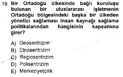 Uluslararası İşletmecilik 2012-2013 Ara Sınav - 19. soru