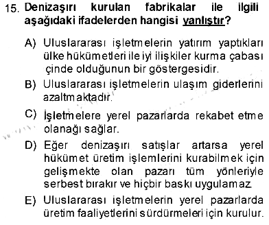 Uluslararası İşletmecilik 2013-2014 Ara Sınav - 15. soru