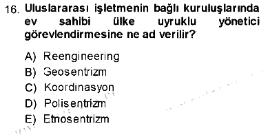 Uluslararası İşletmecilik 2013-2014 Ara Sınav - 16. soru