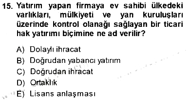 Uluslararası İşletmecilik 2014-2015 Ara Sınav - 15. soru