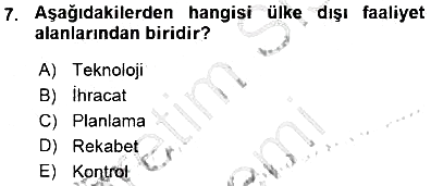 Uluslararası İşletmecilik 2015-2016 Ara Sınav - 7. soru
