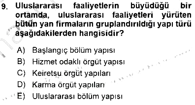Uluslararası İşletmecilik 2015-2016 Ara Sınav - 9. soru
